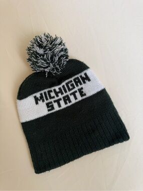 LOGOFIT Michigan State Infant Baby Knit Beanie Pom Pom Green White